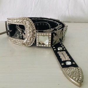 Atlas  Crystal Embellished Leather Belt